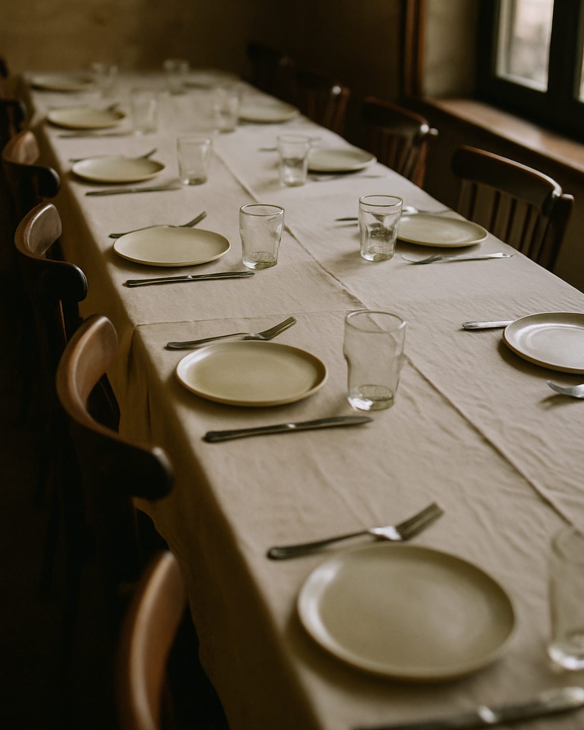 Photographie d’une table dressée pour un groupe